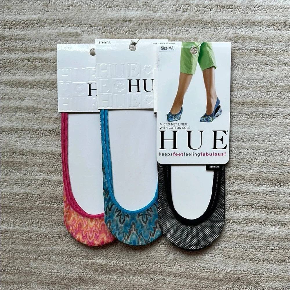 HUE No-Show Liner Socks Set of 3